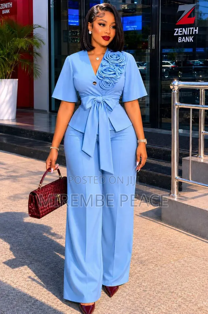 Peplum Top and Wide Leg Pantsuit