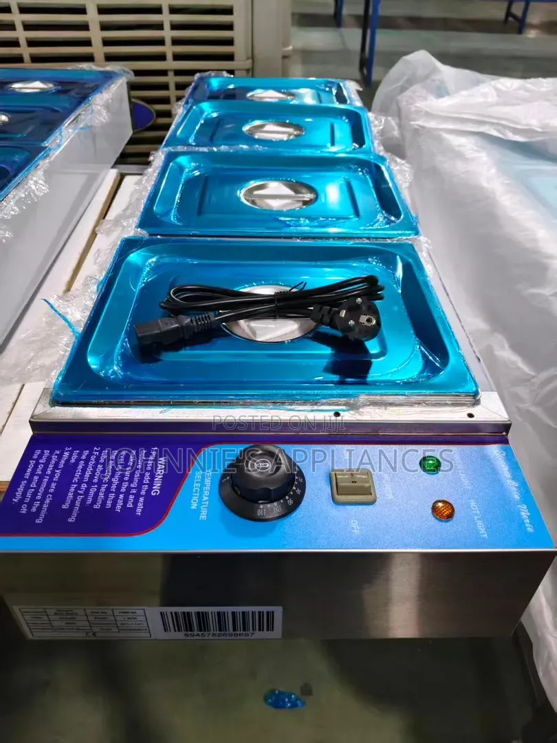 Commercial Electric Bain Marie Food Warmer – 4 Tray Stainless Steel