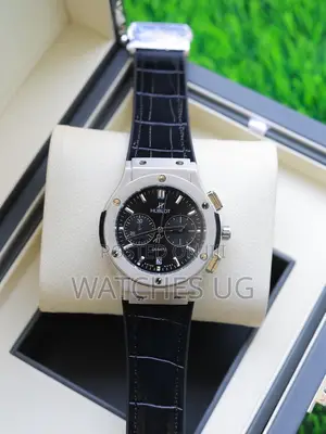 Hublot Black Leather Strap Watch