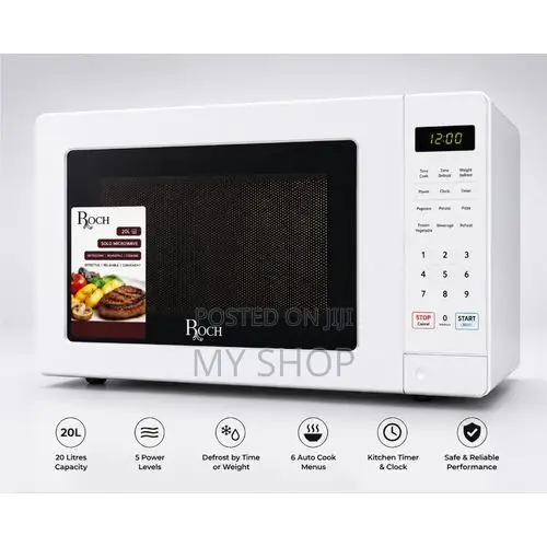 Roch 20l Digital High Tech Mirror Door Microwave Oven - White