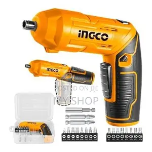 Ingco Cordless Screwdriver, 4v, Adjustable Handle, 19 Screwdriver Bits