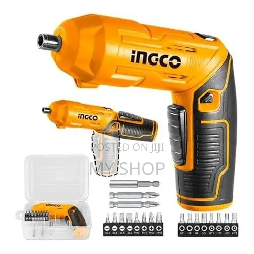 Ingco Cordless Screwdriver, 4v, Adjustable Handle, 19 Screwdriver Bits