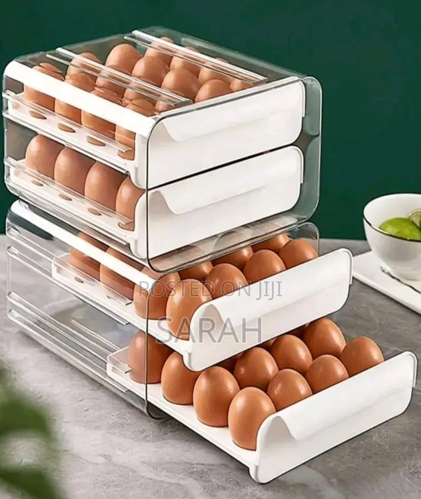 A Clear Plastic 4-tier Egg Storage Organizer.