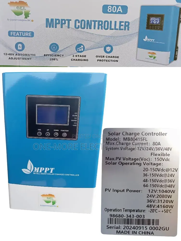 Heavy Duty MPPT Controller 80a,12v,24,36,48v