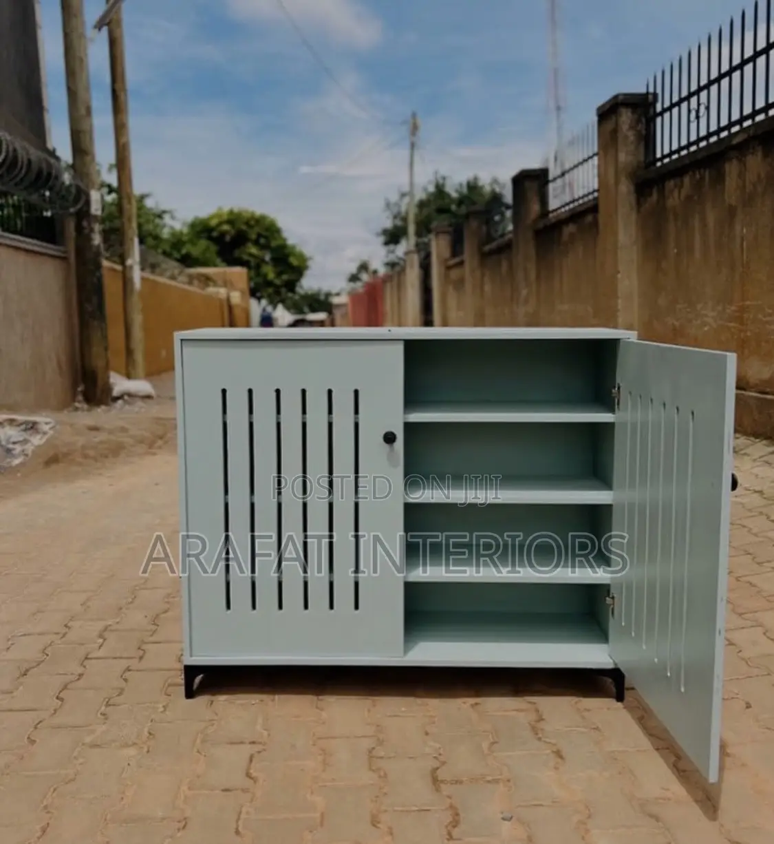 Sleek Grey Ventilated Metal Storage Cabinet
