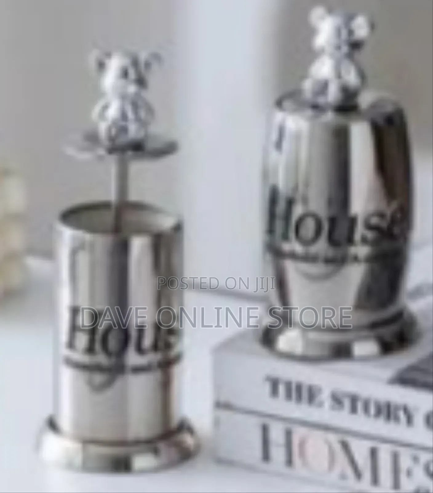 Chic Stainless Steel Toothpick Holders With Bear Figurine