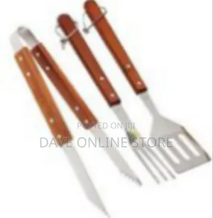 3-Piece Wooden-Handled Barbecue Grilling Tool