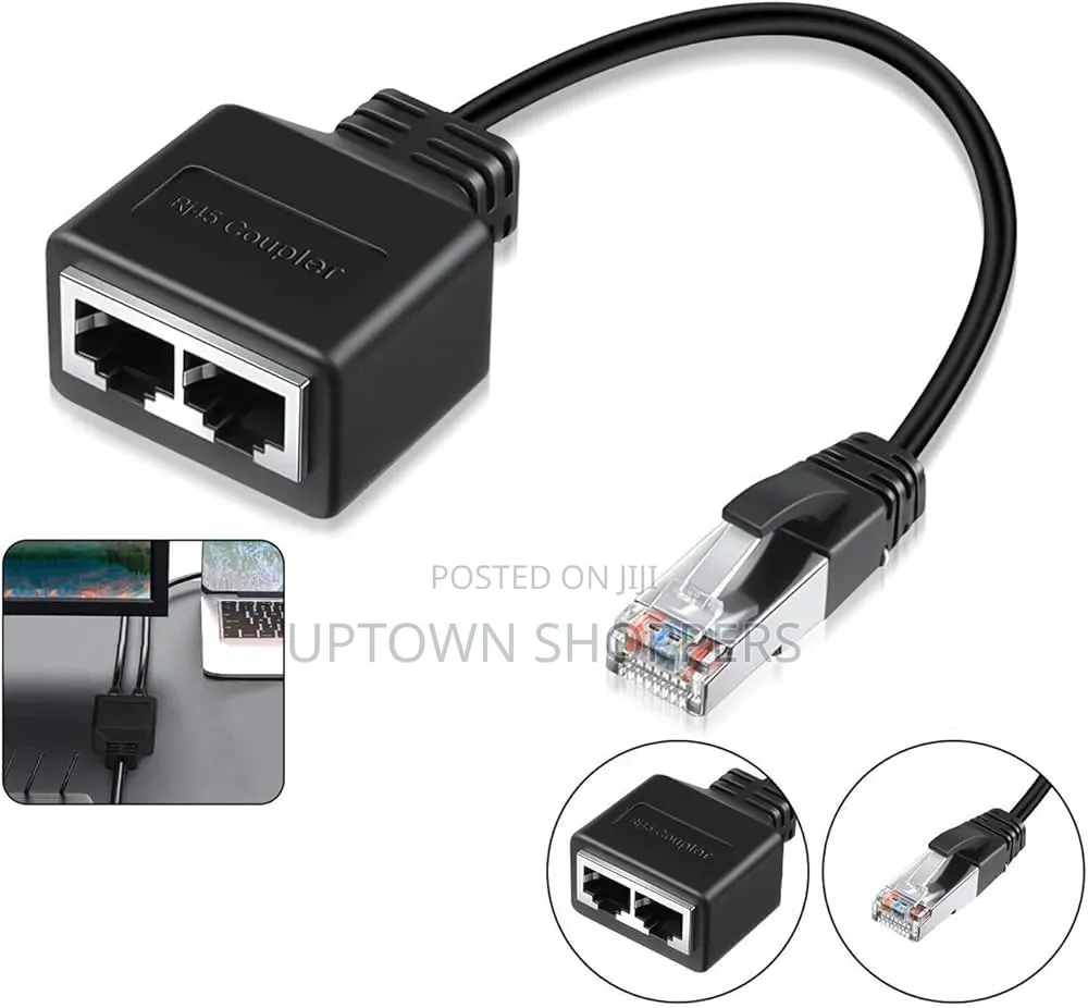 Rj45 Ethernet Splitter 1 Male to 2 Female Network Adapter