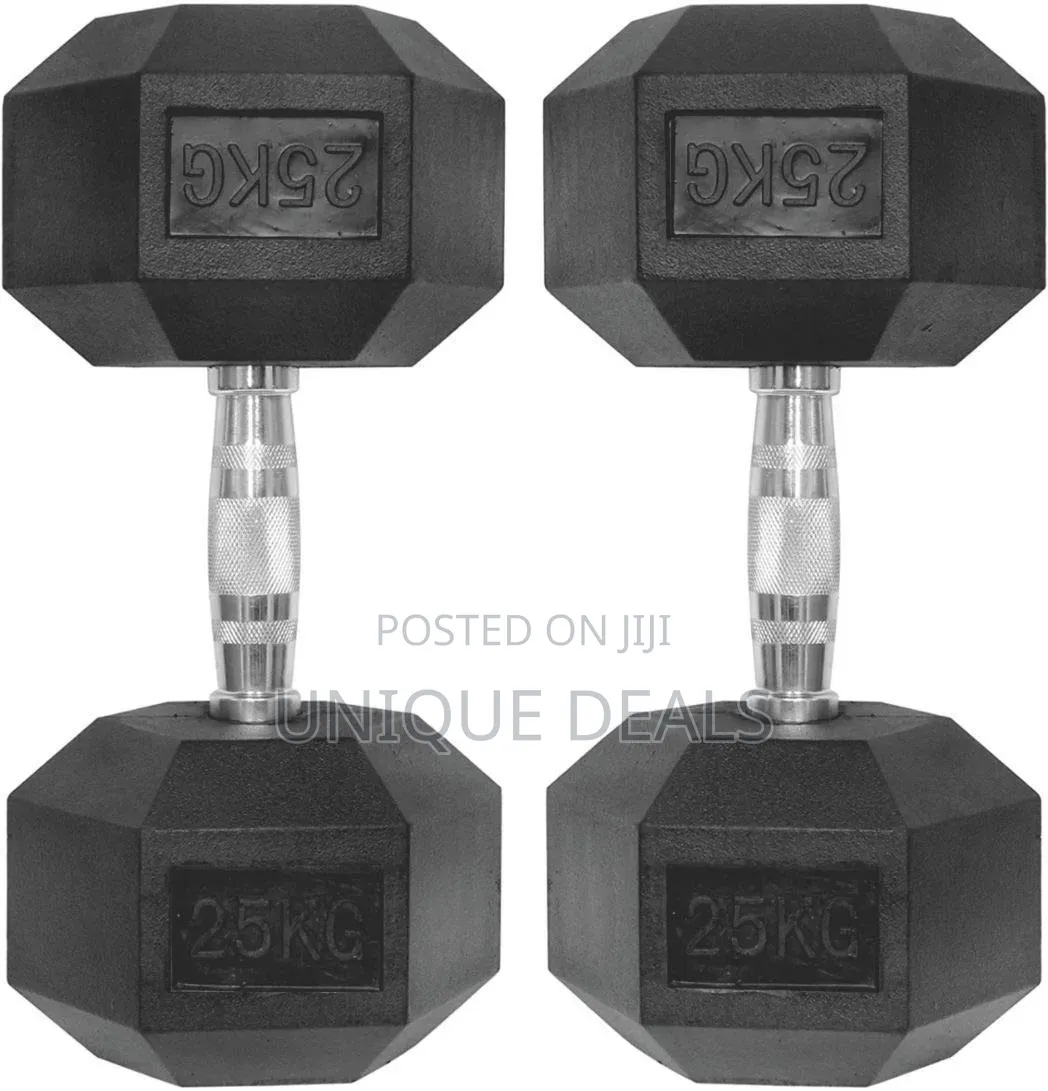 1pair 25kg Rubber Hex Dumbells