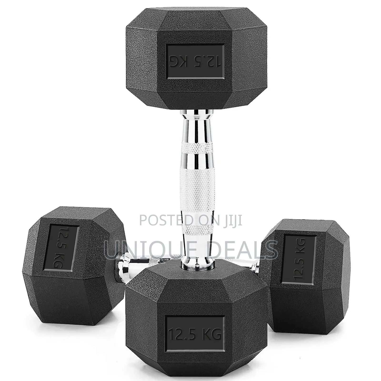 12.5kg Pair Hex Dumbbell Rubber Coated Cast Iron Hexagonal Dumbbells