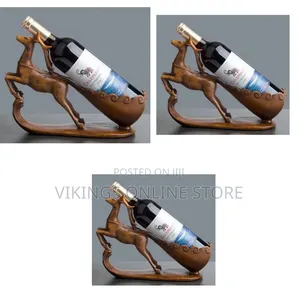 Horse Wine Bottle Holder Home Decor Glass Stand Rack Bar- Brown