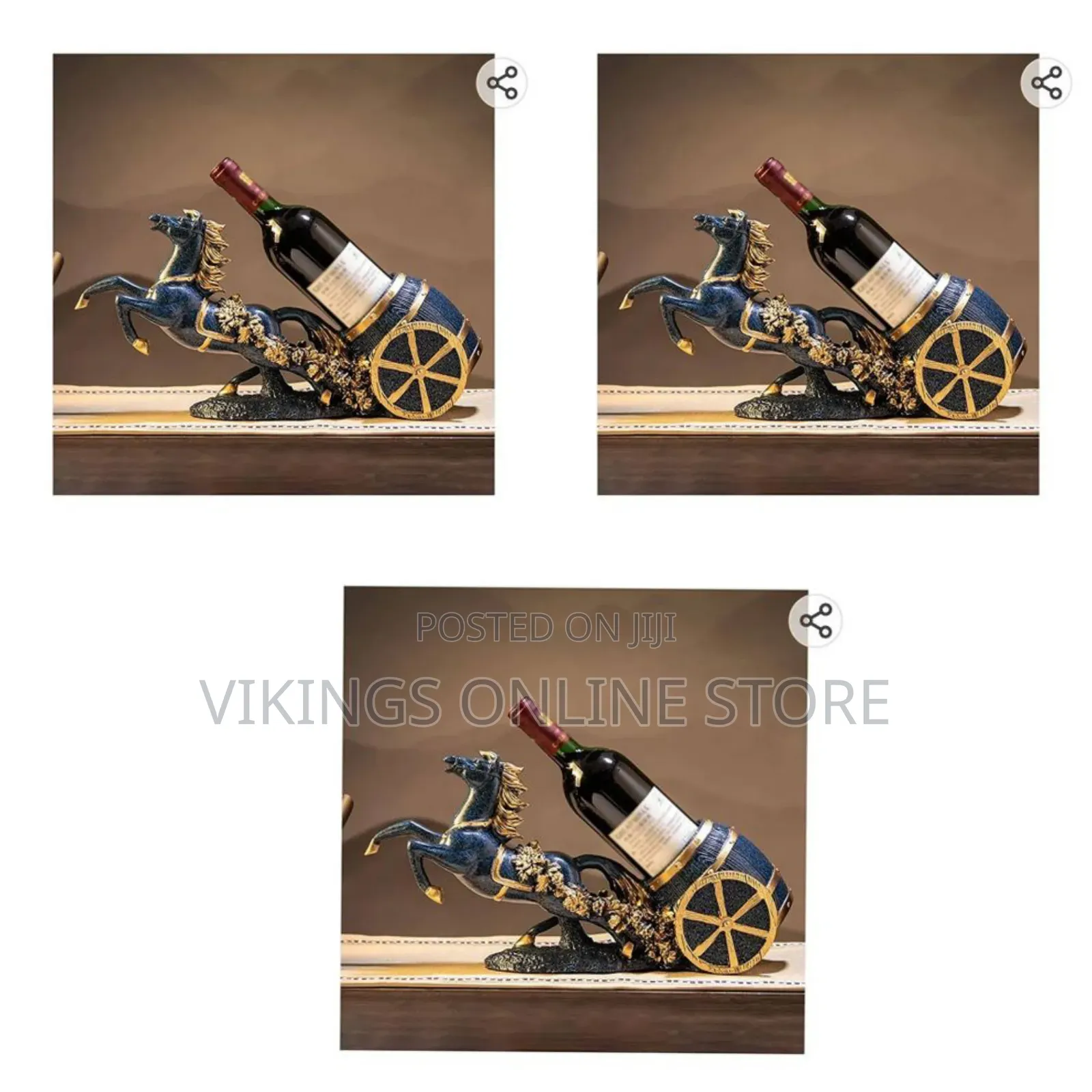 Horse Drum Wine Bottle Holder Home Decor Glass Stand Rack Bar