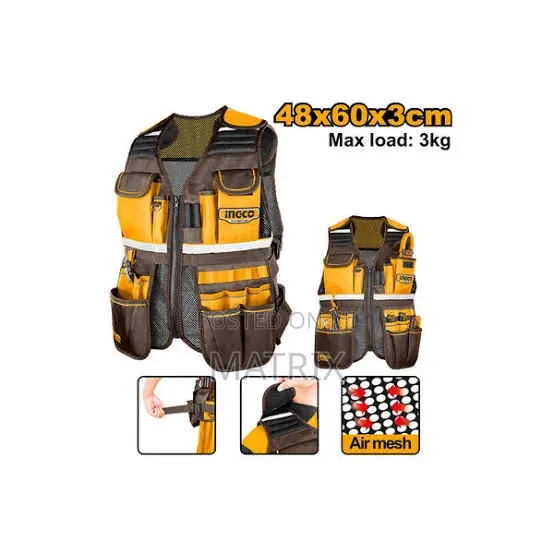 Ingco Tool Vest Featuring Air-mesh Material And Multiple Pockets