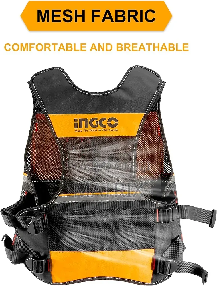 Ingco Polyester Mesh Tool Vest Tool Belts With Reflective Pockets