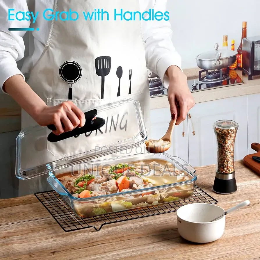 3pcs Glass Casserole Dish With Glass Lid