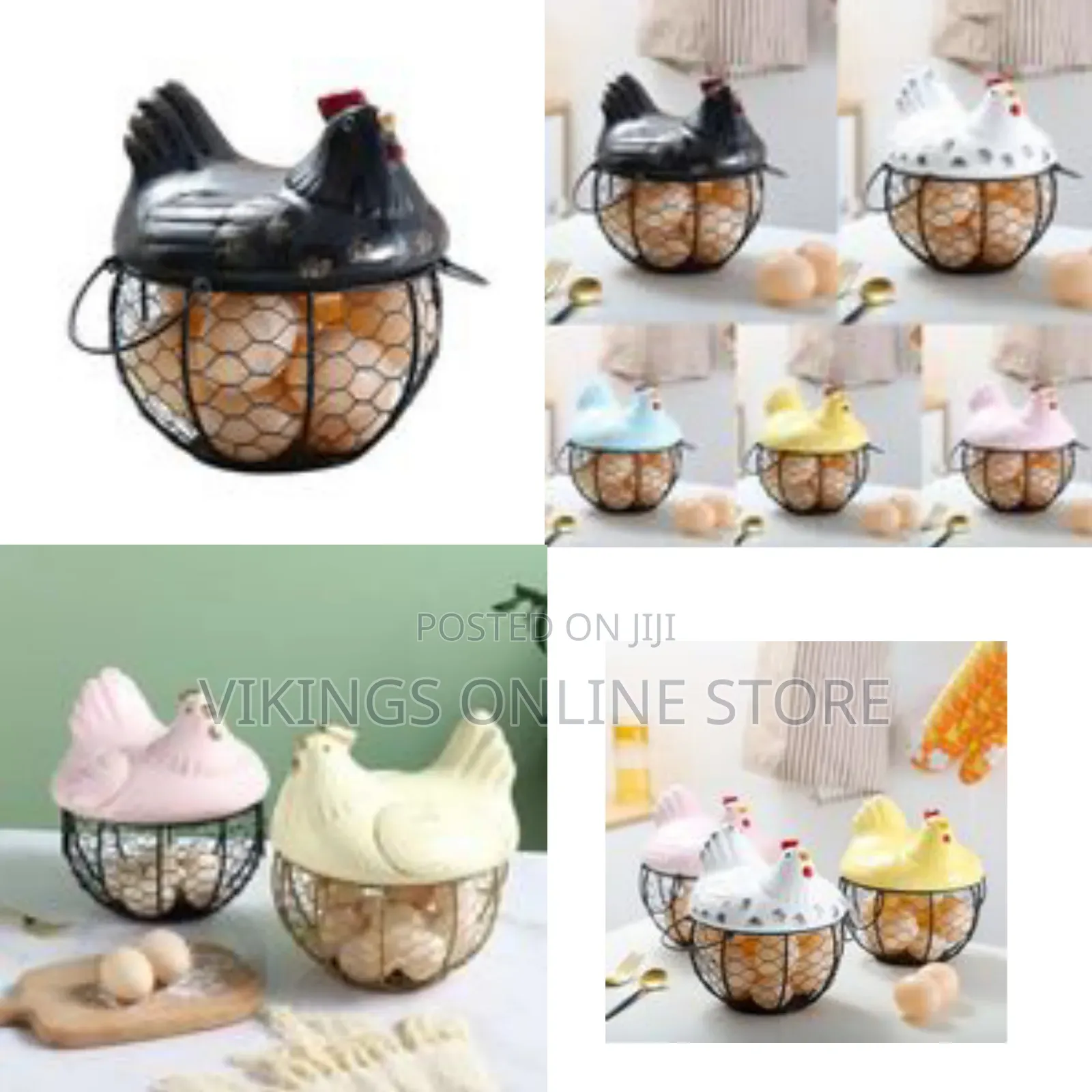 Mesh Wire Egg Storage Basket Chicken With Handles Decoration