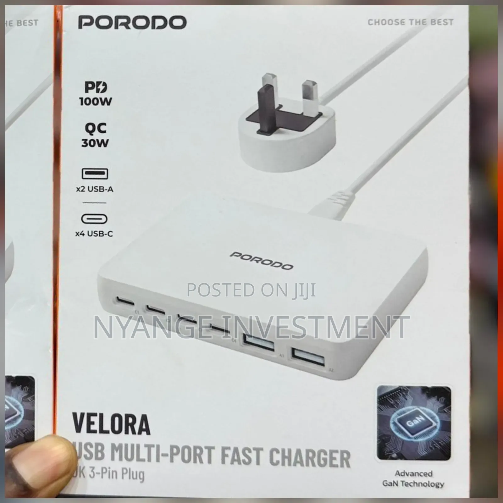 Porodo Velora Usb Multi-Port Fast Charger Featuring a Uk 3-Pin Plug -