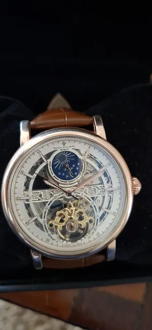 Patek Philippe Skeleton Automatic Leather Strap Watch