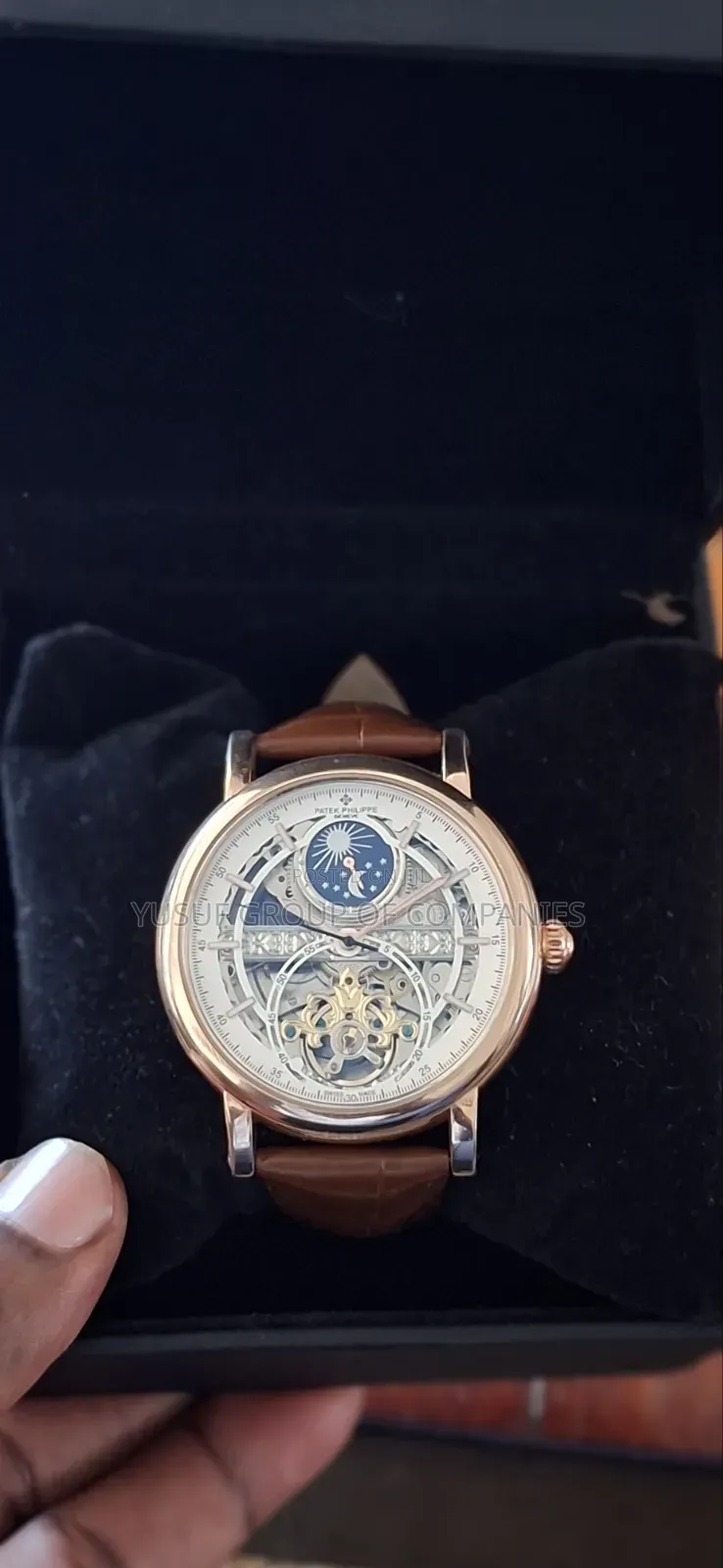 Patek Philippe Skeleton Automatic Leather Strap Watch