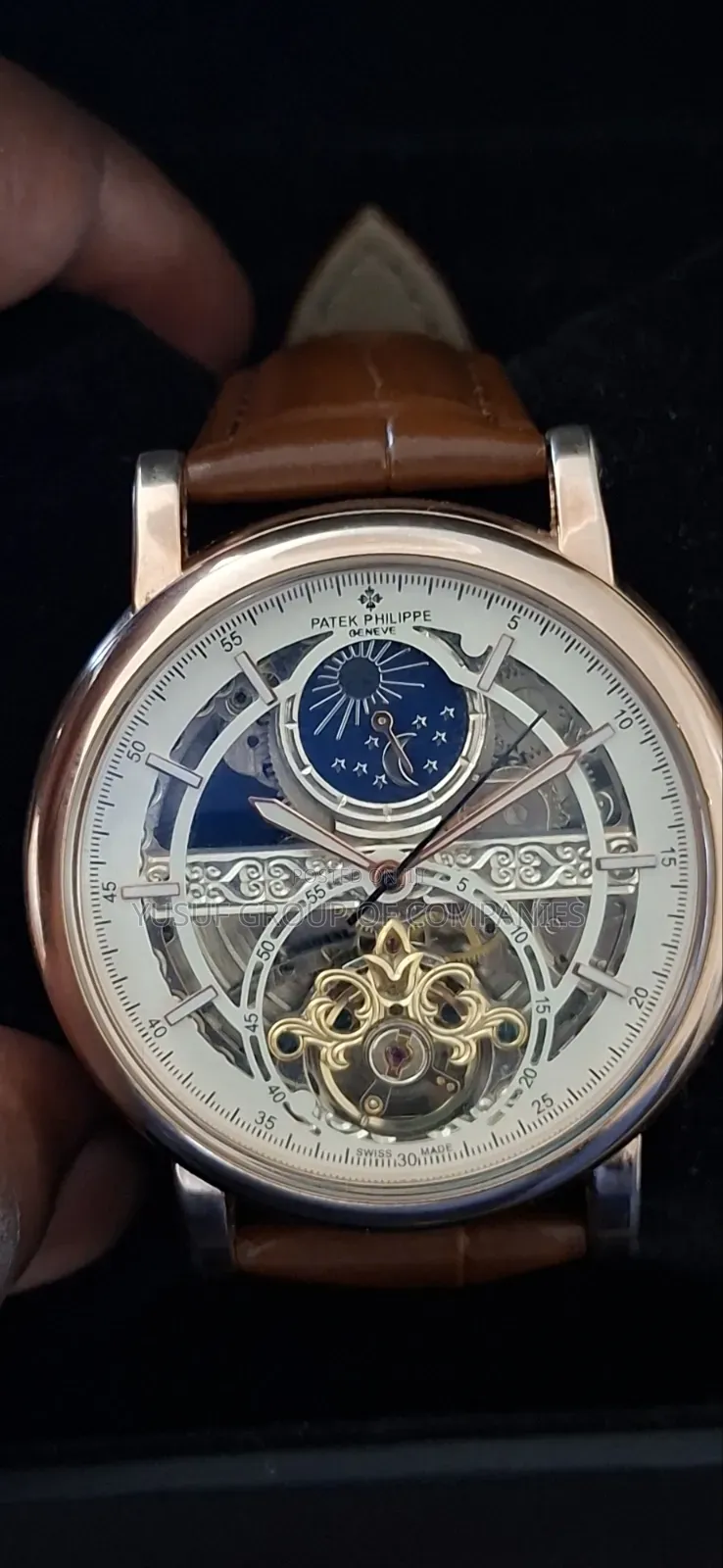 Patek Philippe Skeleton Automatic Leather Strap Watch