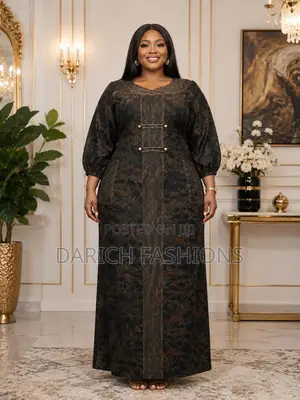 Kaftan Gown With v-Neck Embroidery