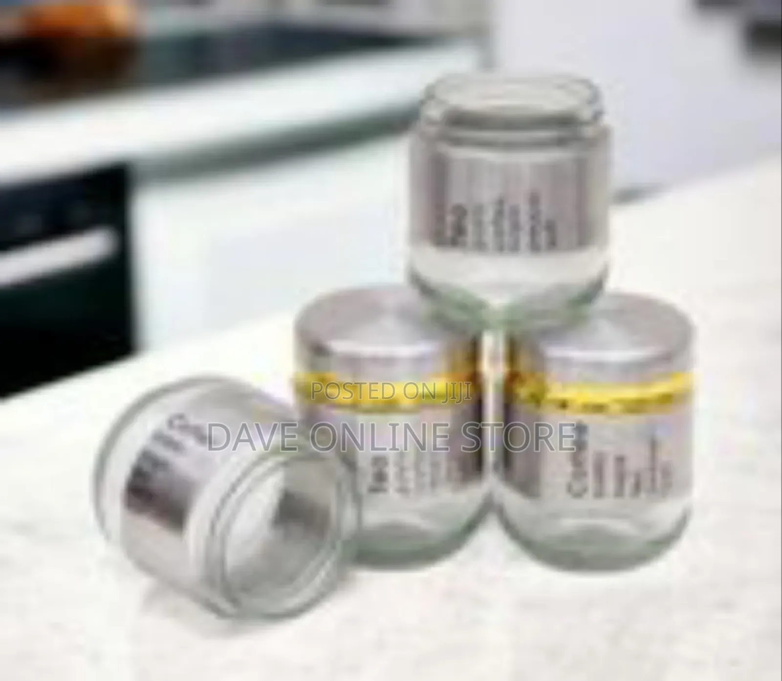 Set of 3 Modern Glass Kitchen Canisters