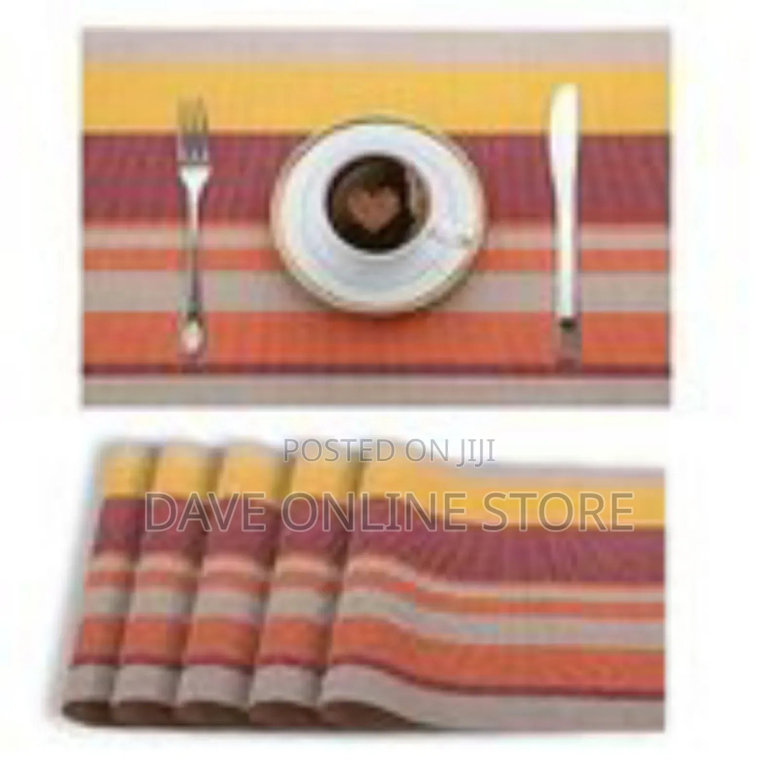 Contemporary Striped Table Runner and Placemat Set (Set of 6)