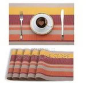 Contemporary Striped Table Runner and Placemat Set (Set of 6)