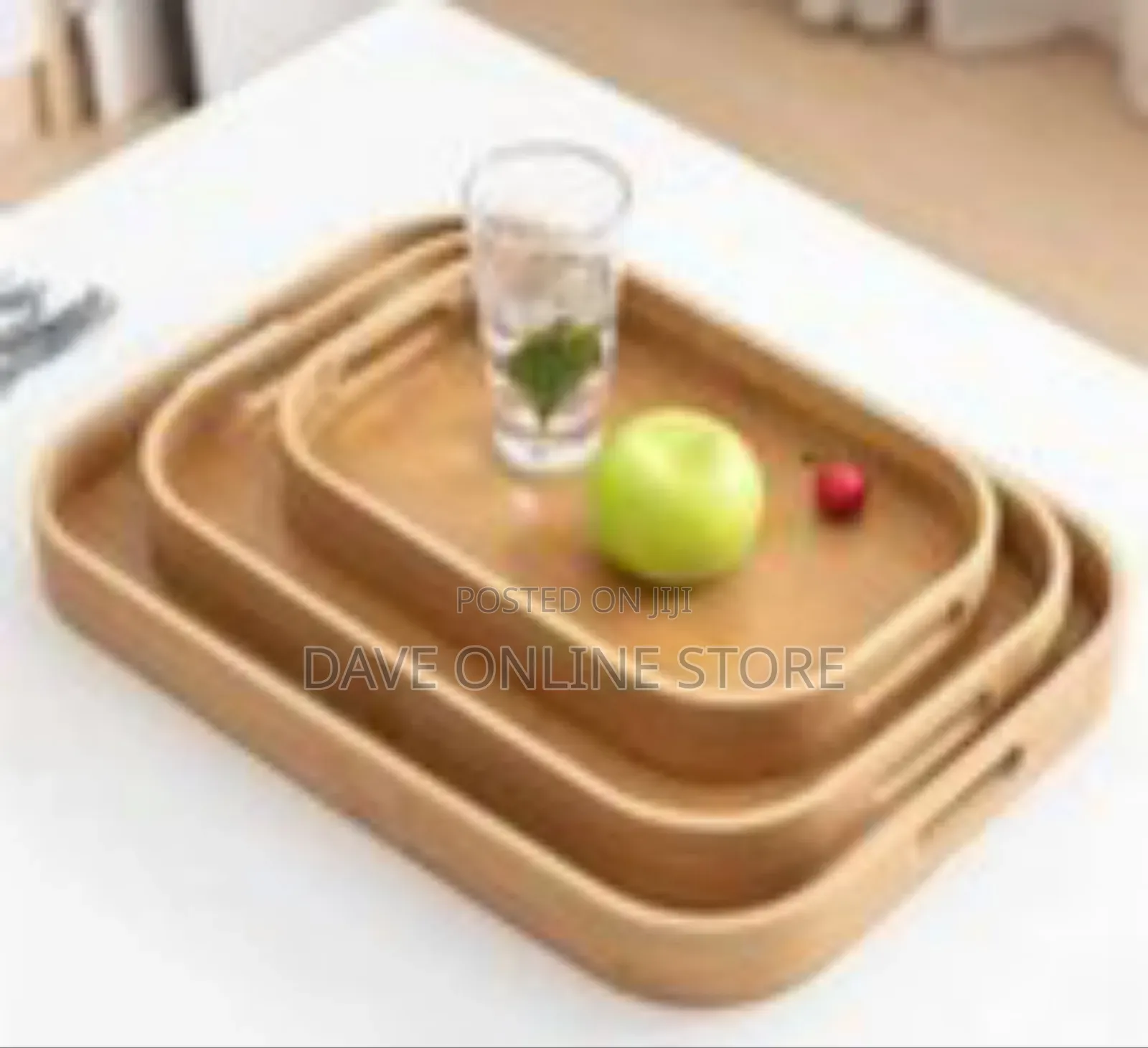 Set of Three Nested Bamboo Serving Trays