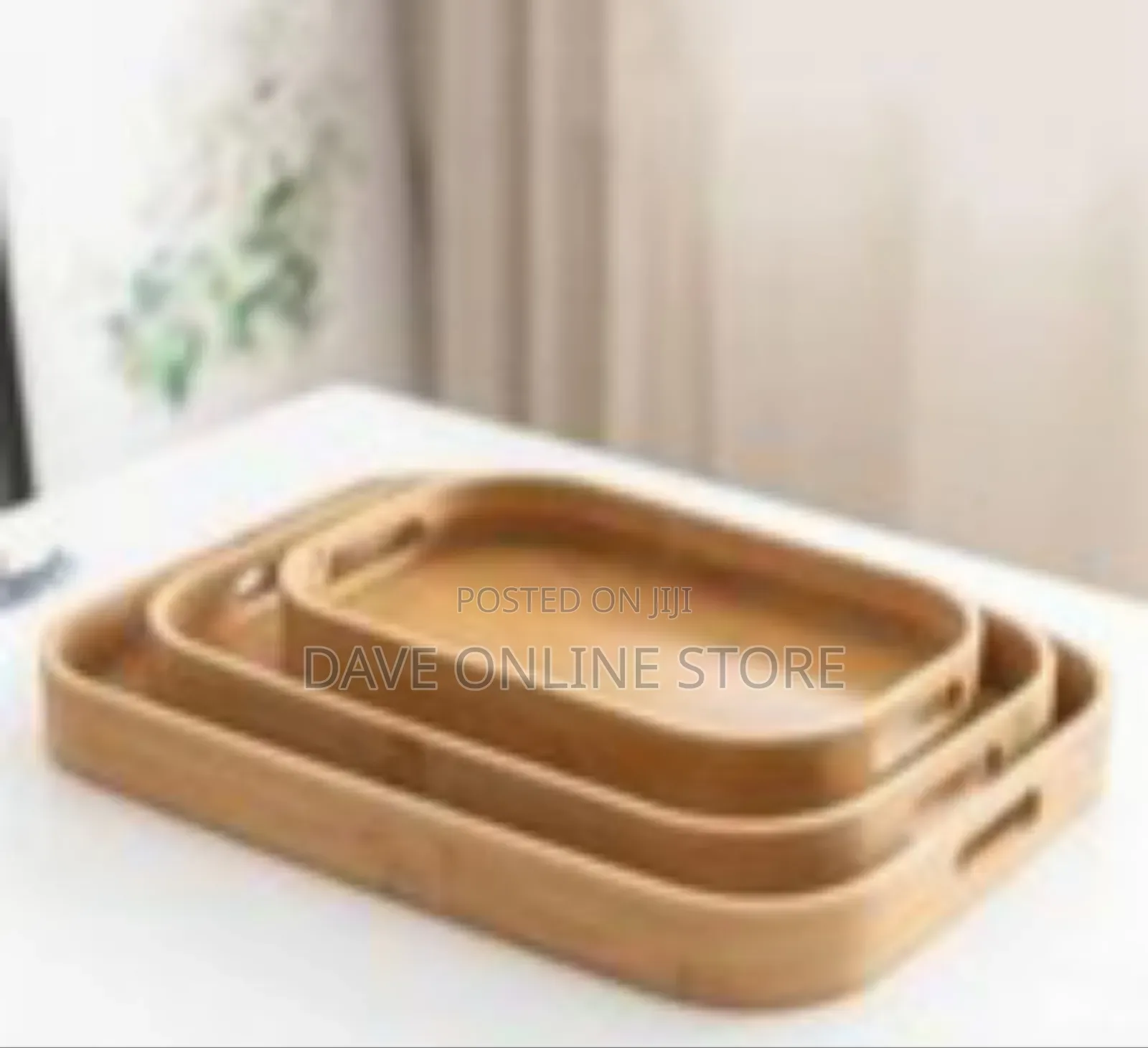 Set of Three Nested Bamboo Serving Trays