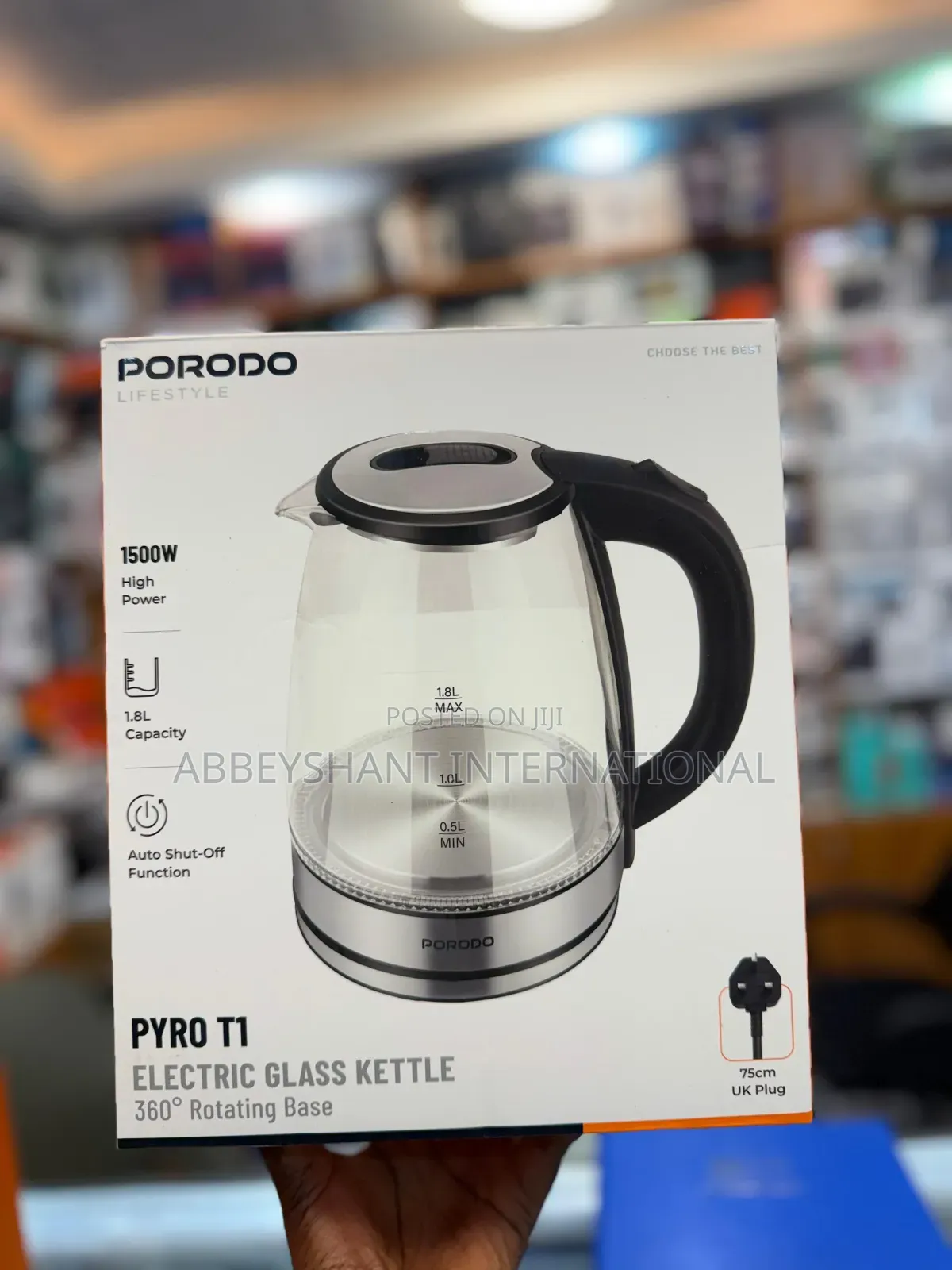 Porodo Lifestyle Pyro T1 Electric Glass Kettle