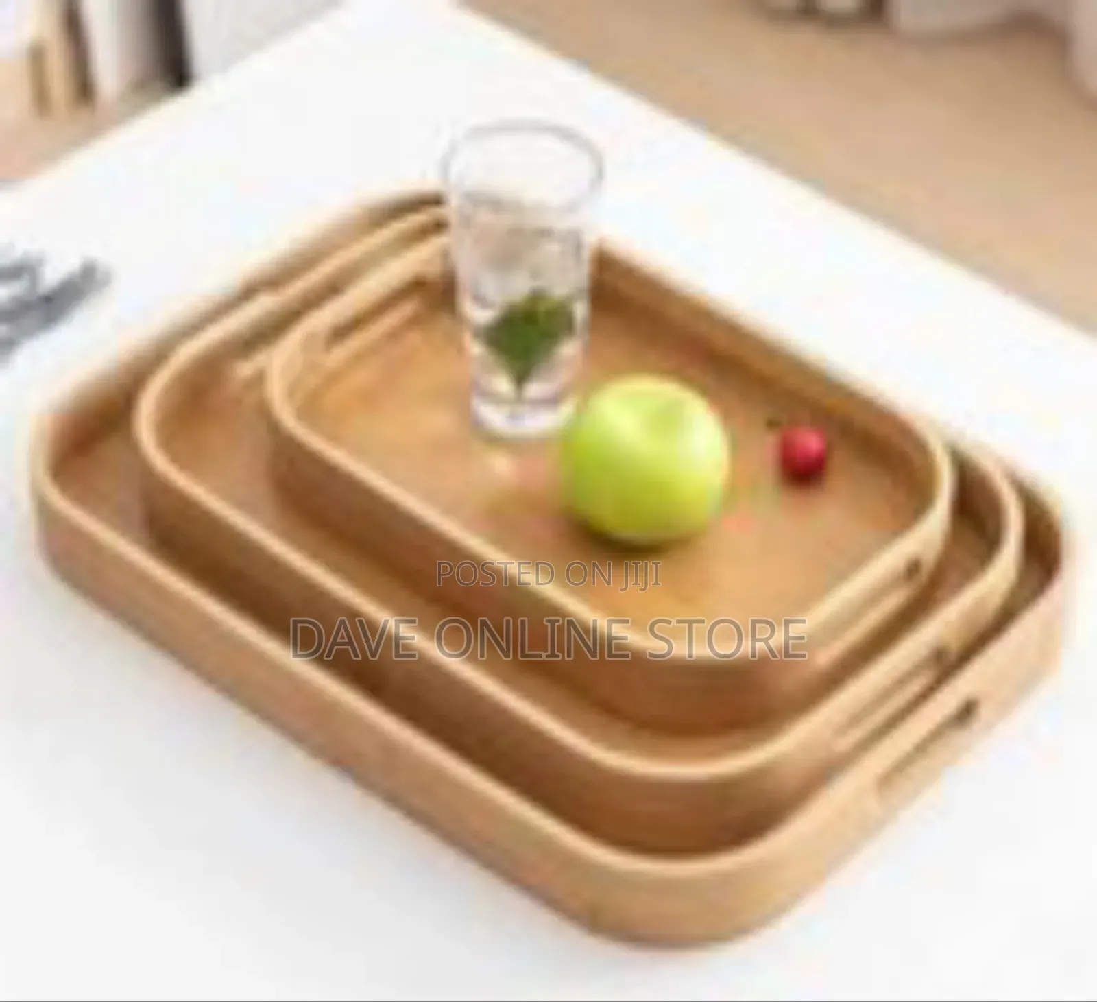 Set of 3 Elegant Nested Bamboo Serving Trays