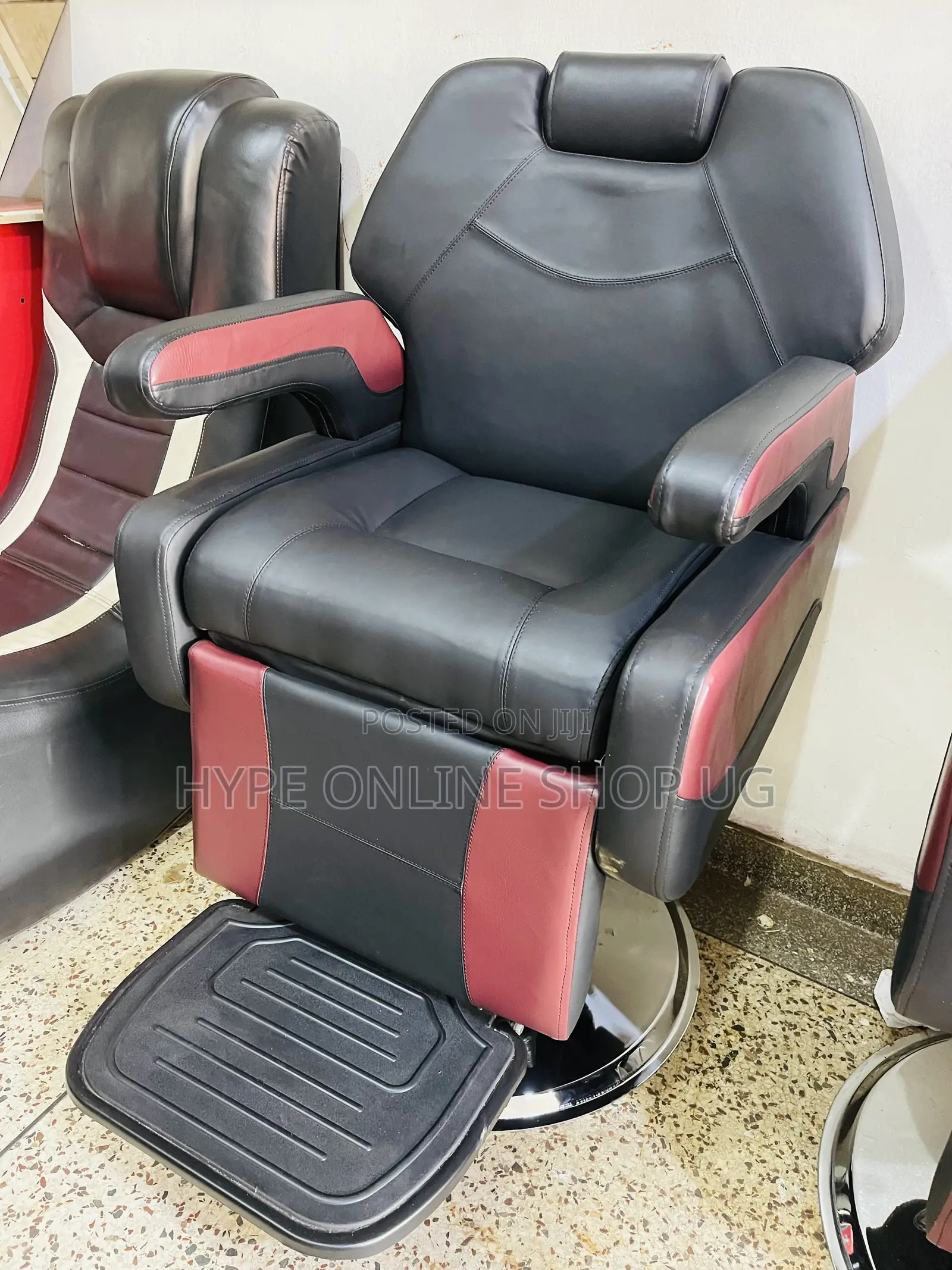 Brandnew Black and Maroon Mixed Color Kingsize Barber Chair