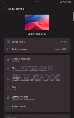 Lenovo Legion Y700 256 GB Silver