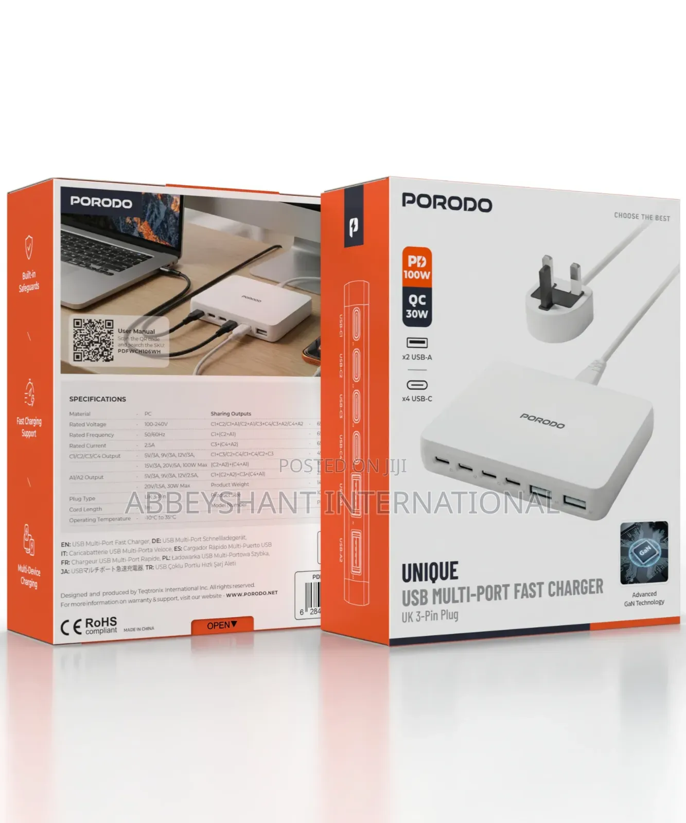 Usb Multi-Port Fast Charger Uk 3-Pin Plug