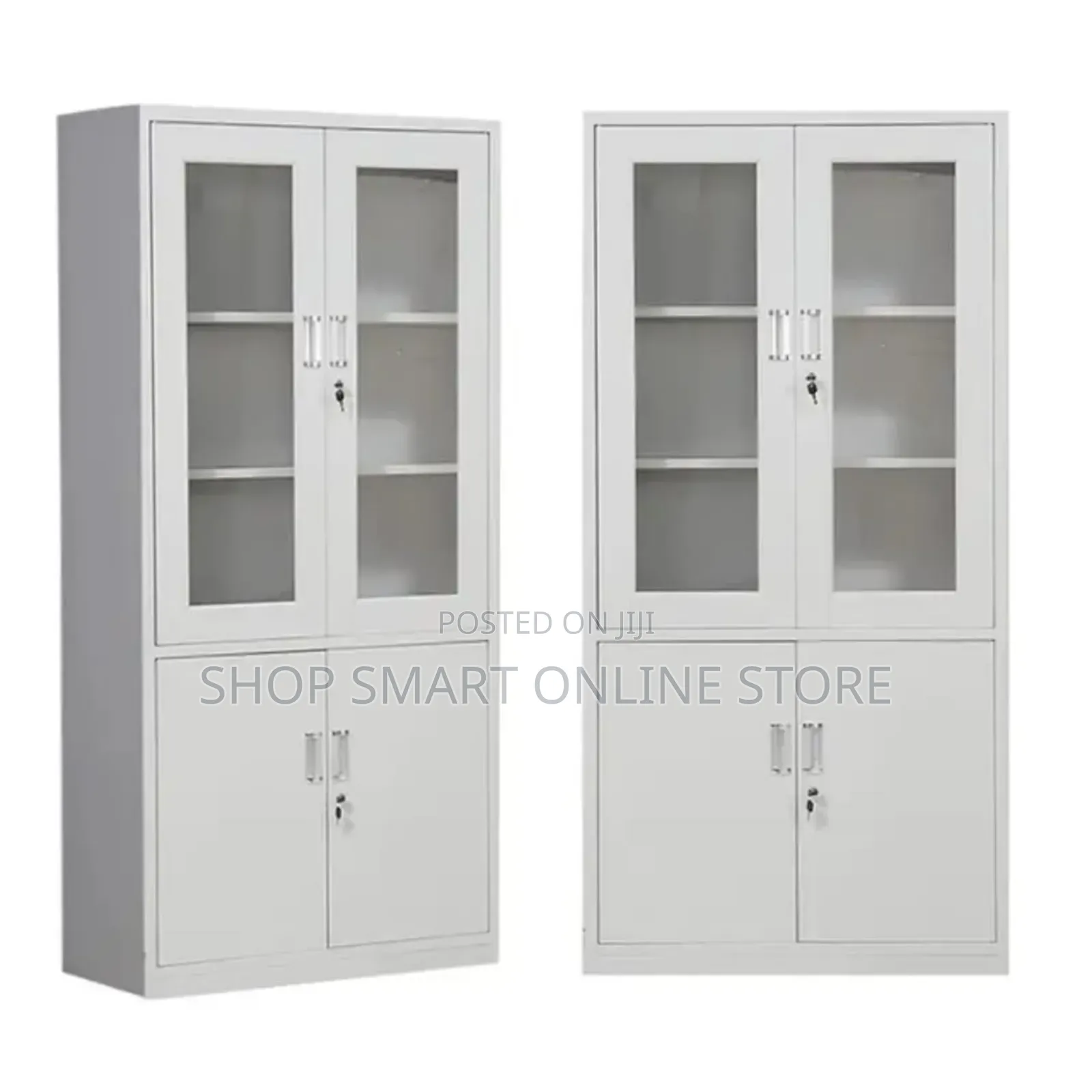 Combo Set 2pcs Office File Cabinets Half Glass Office File Cabinet