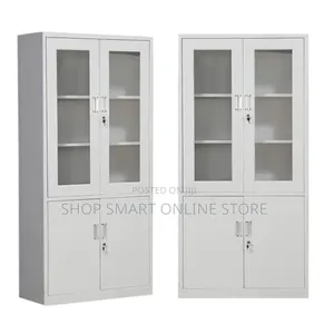 Combo Set 2pcs Office File Cabinets Half Glass Office File Cabinet