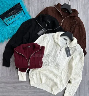 Huffa Brand Men's Cable-Knit Quarter-Zipper Sweaters