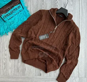 Huffa Brand Men's Cable-Knit Quarter-Zipper Sweaters
