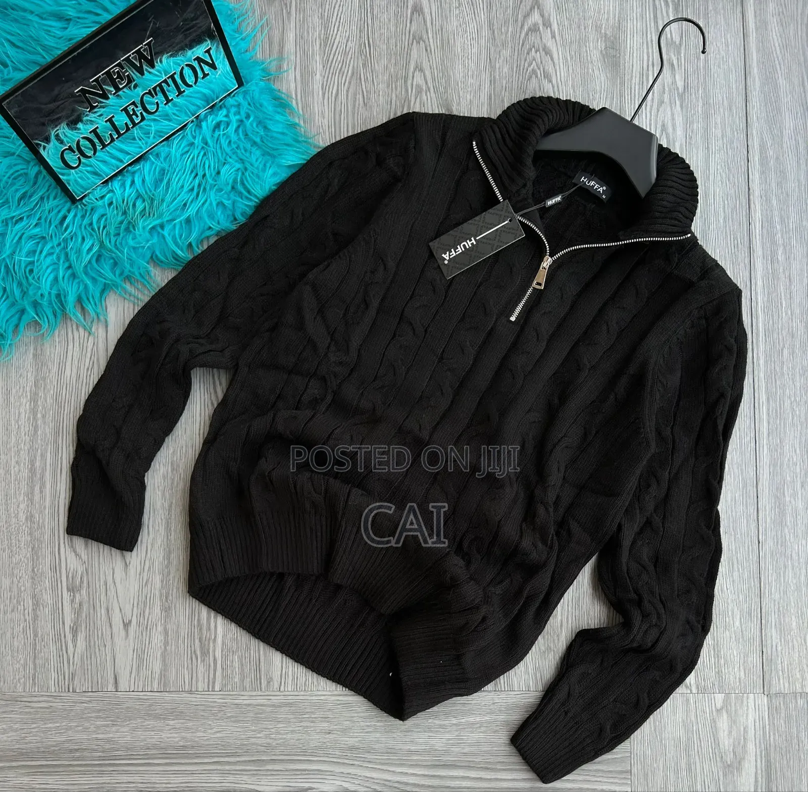 Huffa Brand Men's Cable-Knit Quarter-Zipper Sweaters