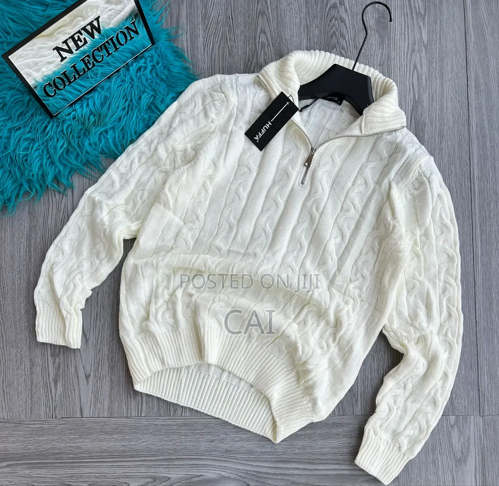 Huffa Brand Men's Cable-Knit Quarter-Zipper Sweaters