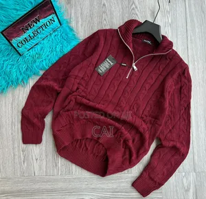 Huffa Brand Men's Cable-Knit Quarter-Zipper Sweaters