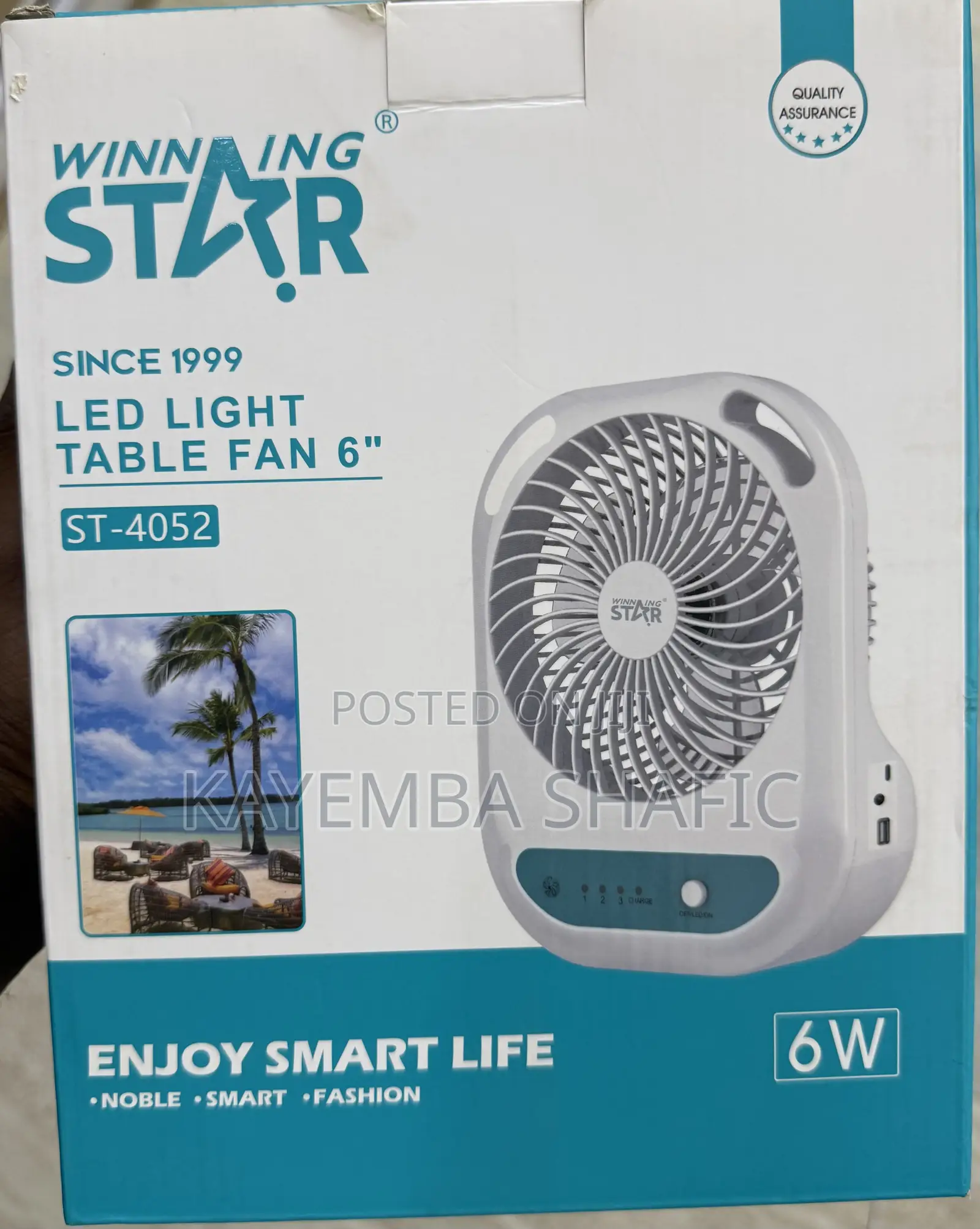 Winning Star 6" Rechargeable Table Fan With Led Light (St-4052)