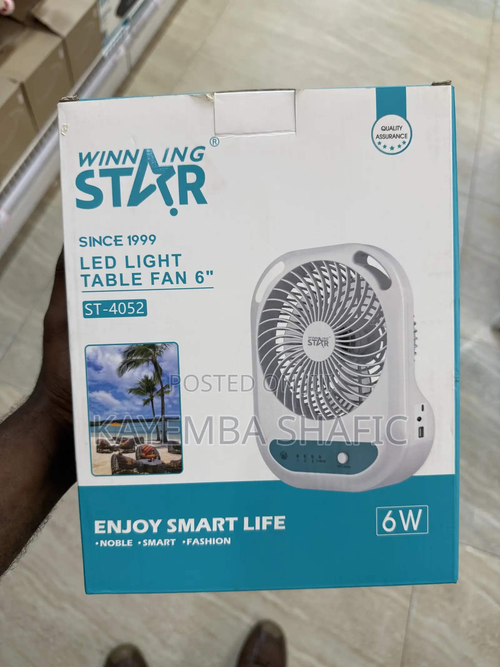 Winning Star 6" Rechargeable Table Fan With Led Light (St-4052)