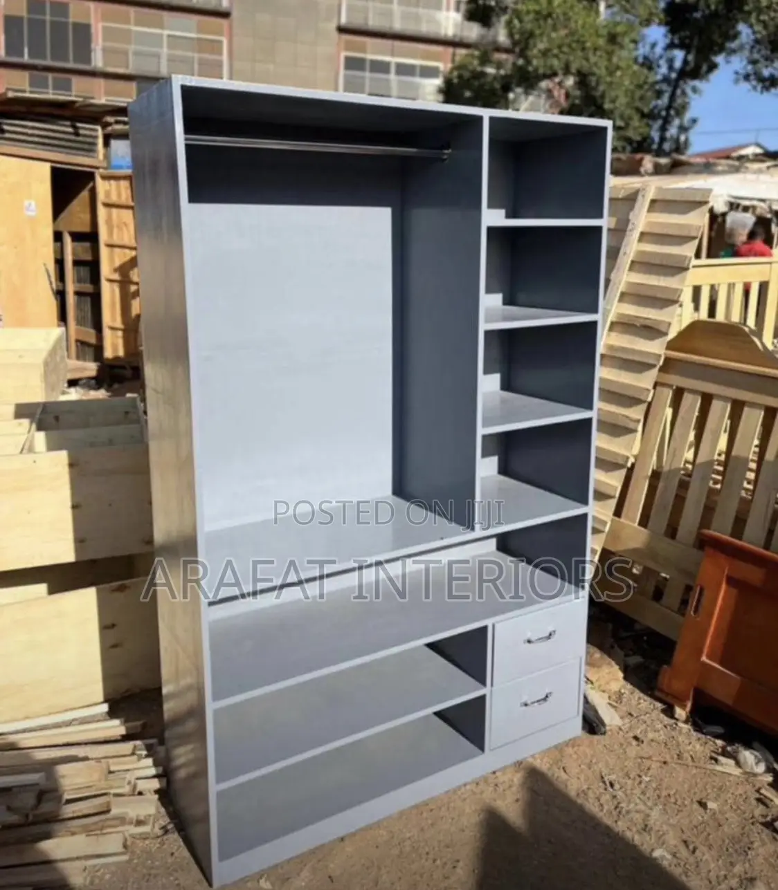  Modern Grey Multi-Purpose Wardrobe Unit 
