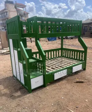 Bright Green Kids Bunk Bed With Storage
