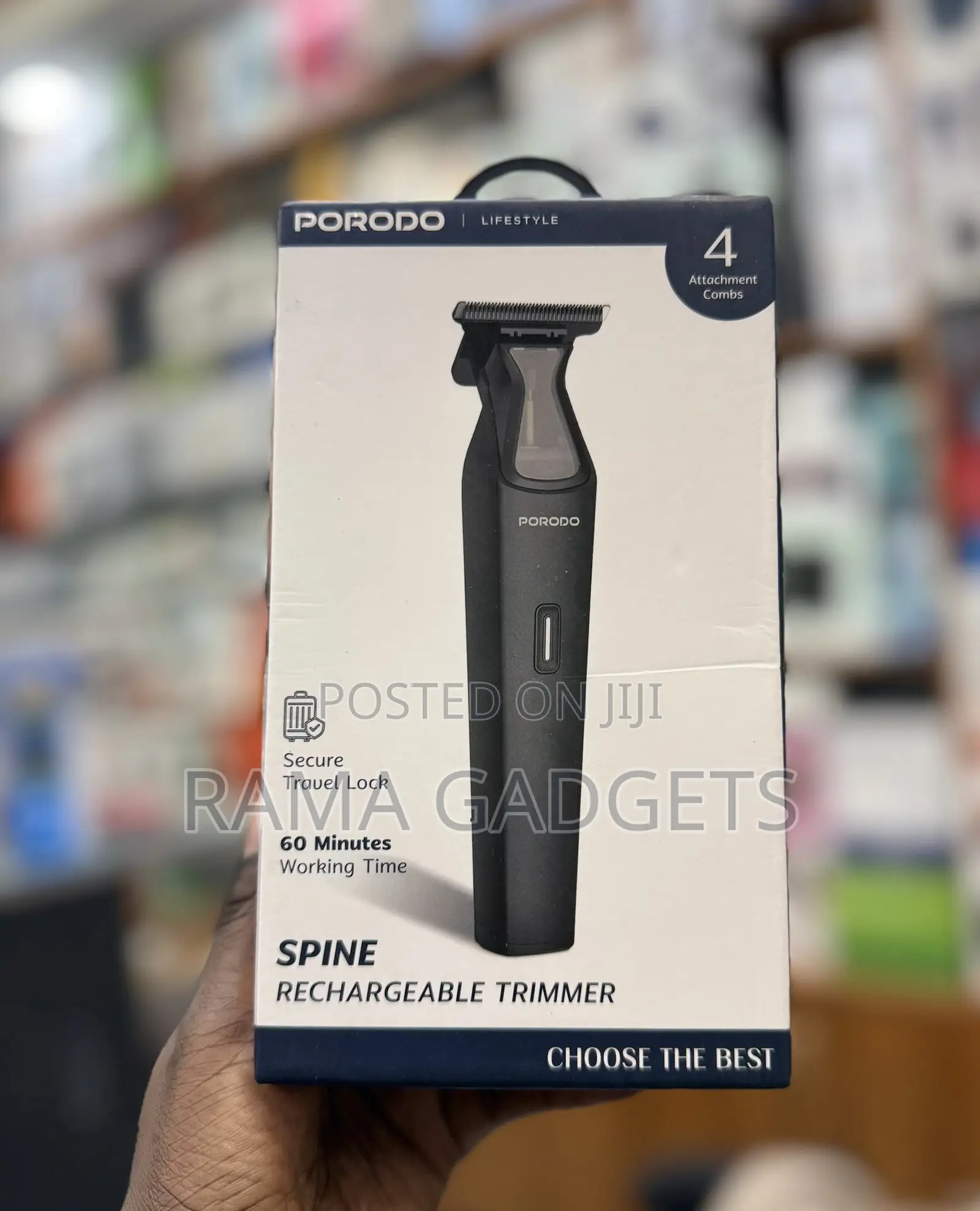 Porodo Lifestyle Spine Rechargeable Trimmer Featuring 4 Attachment