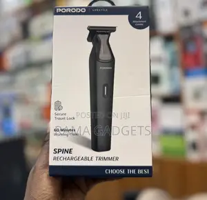 Porodo Lifestyle Spine Rechargeable Trimmer Featuring 4 Attachment