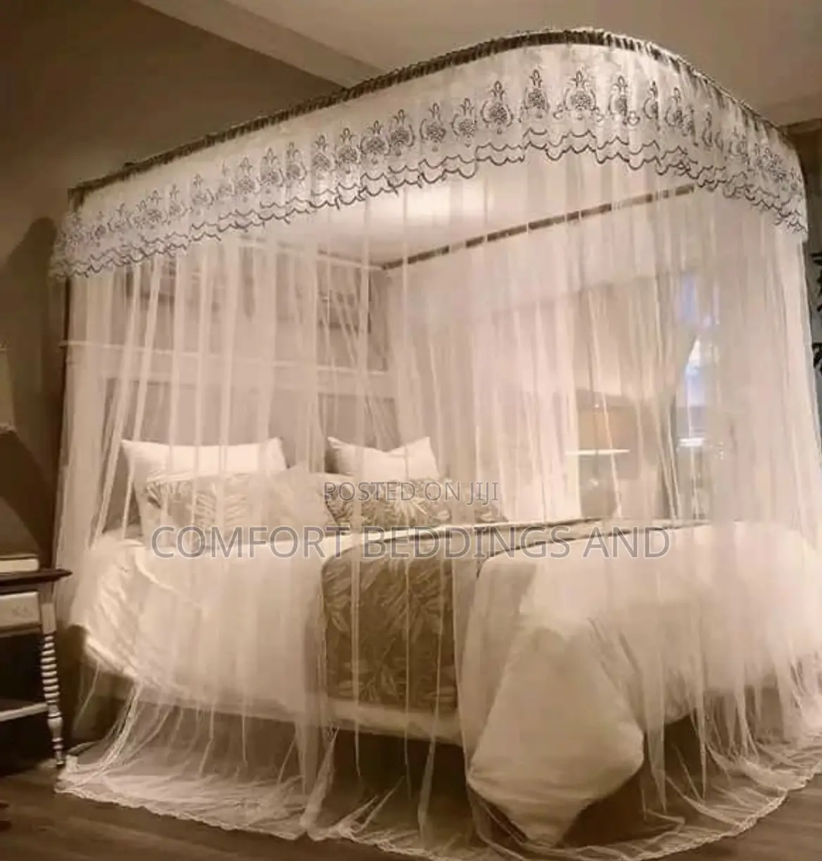 Lace Two Stand Rail Mosquito Net White