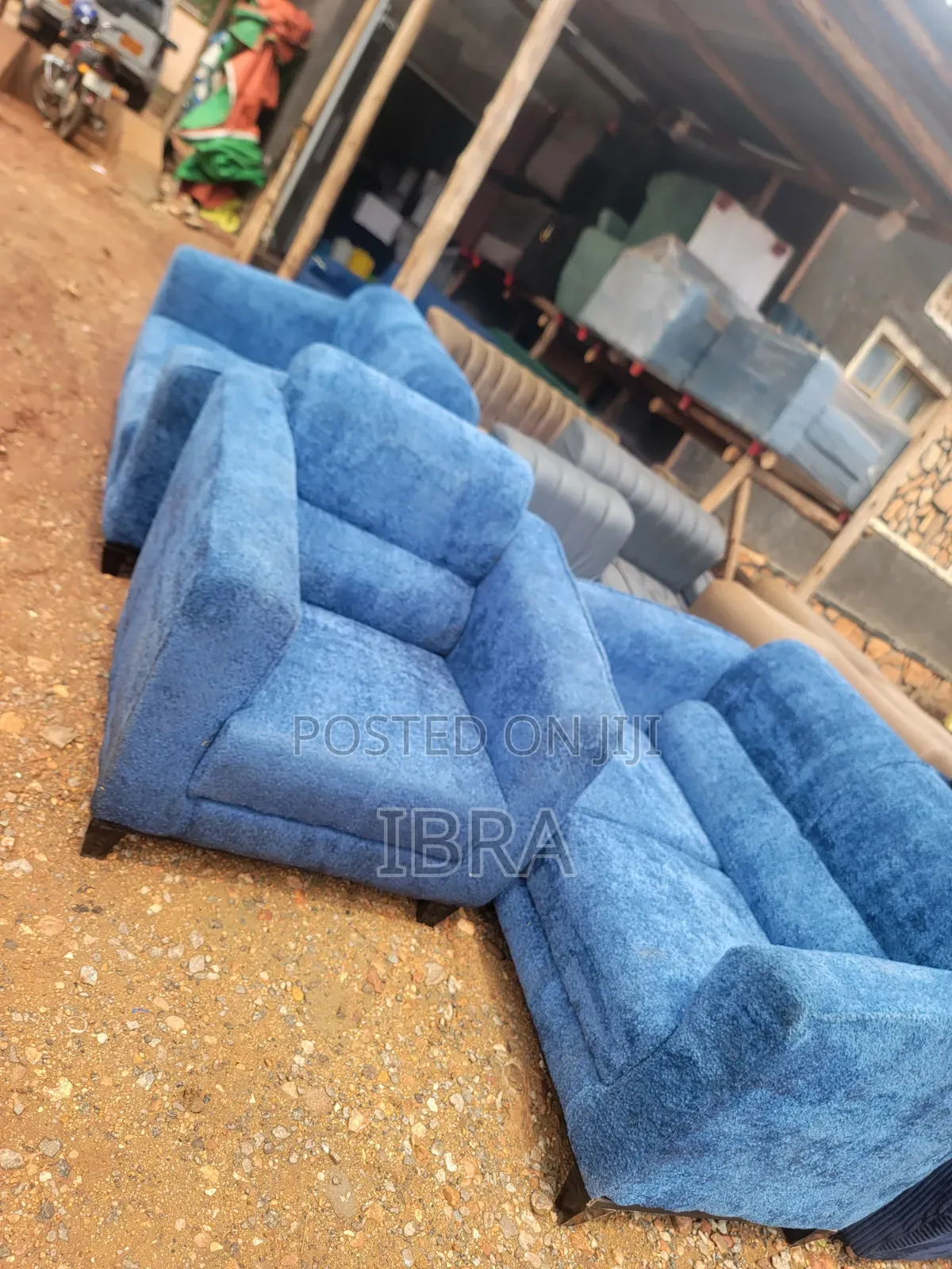 A Blue Fabric Sofa Set